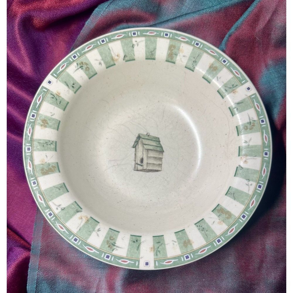 Set of (4) Four "Naturewood" 7 3/8"‎ Birdhouse Design Cereal Bowls 1997-? USA